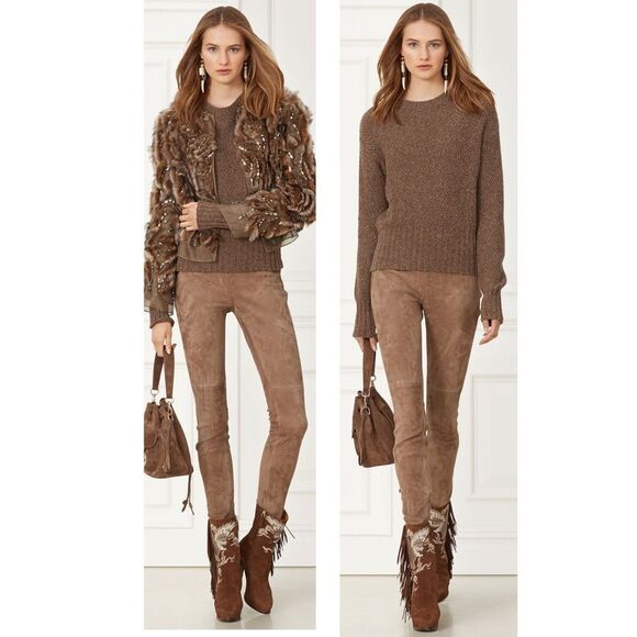 Ralph Lauren Fall 2015 Runway Collection Morel Suede Embroidered Fringe Boot - Picture 6 of 17